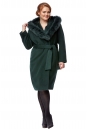 Женское пальто из текстиля с капюшоном, отделка песец 8001785
