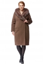 Женское пальто из текстиля с капюшоном, отделка песец 8002318