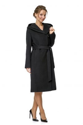 Черное женское пальто из текстиля