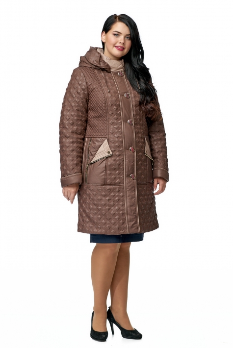 Женское пальто из текстиля с капюшоном 8009967