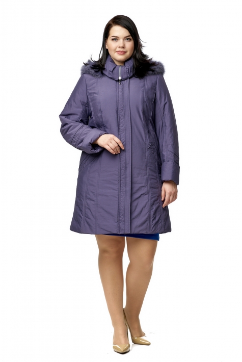 Куртка женская из текстиля с капюшоном, отделка песец 8010007