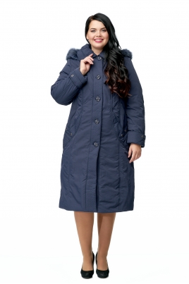 Осеннее женское пальто из текстиля с капюшоном, отделка песец