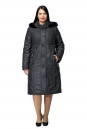 Женское пальто из текстиля с капюшоном, отделка песец 8010105