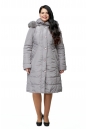 Женское пальто из текстиля с капюшоном, отделка песец 8010634