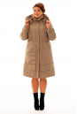 Женское пальто из текстиля с капюшоном, отделка песец 8010643
