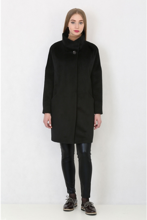 Женское пальто из текстиля с воротником 8011654