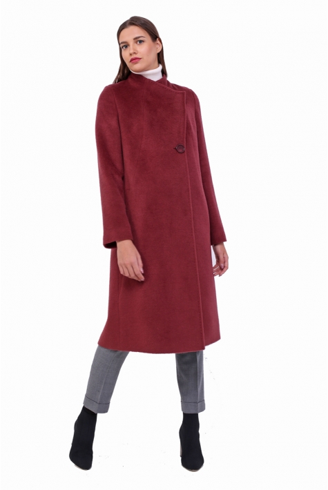 Женское пальто из текстиля с воротником 8011725
