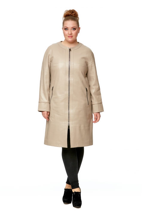 Женское кожаное пальто из натуральной кожи без воротника 8011813
