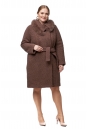 Женское пальто из текстиля с воротником, отделка песец 8012087