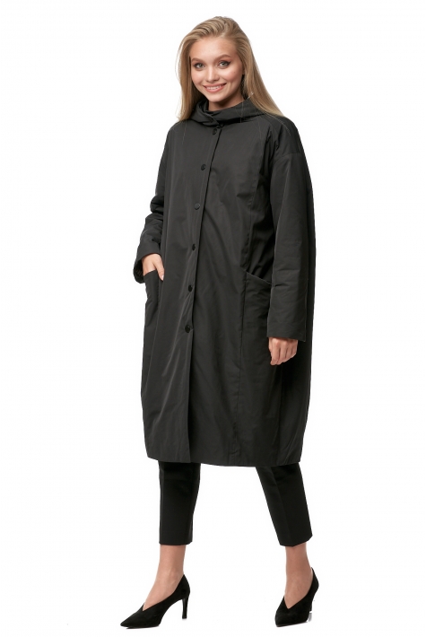 Женское пальто из текстиля с капюшоном 8012187