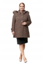 Женское пальто из текстиля с капюшоном, отделка песец 8012212-2
