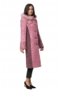 Женское пальто из текстиля с капюшоном, отделка песец 8012612-2