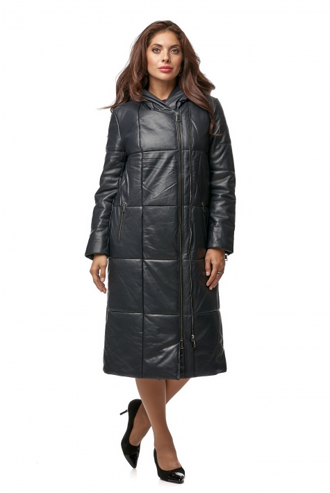 Женское кожаное пальто из натуральной кожи с капюшоном 8013007