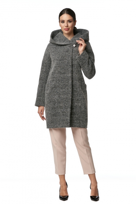 Женское пальто из текстиля с капюшоном 8013419