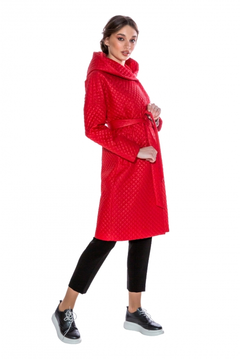 Женское пальто из текстиля с капюшоном 8013704