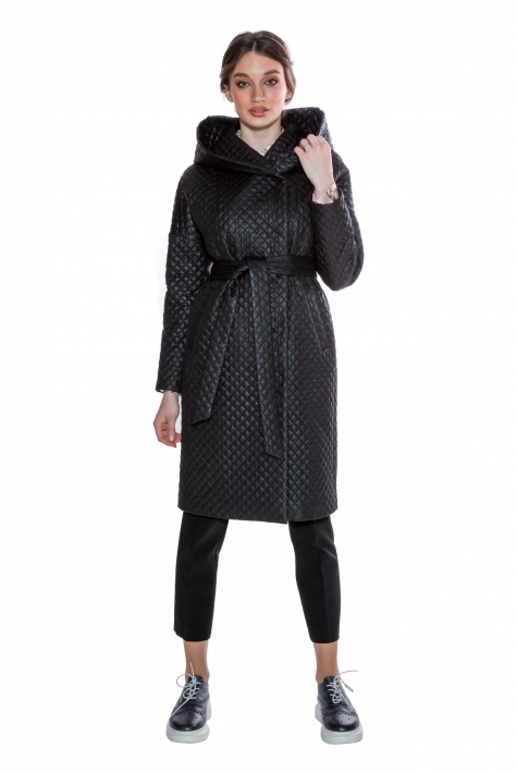 Женское пальто из текстиля с капюшоном 8013705