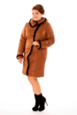 Женское пальто из текстиля с капюшоном, отделка норка 8015944-2