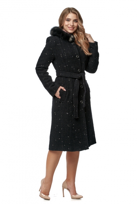 Женское пальто из текстиля с капюшоном 8016071