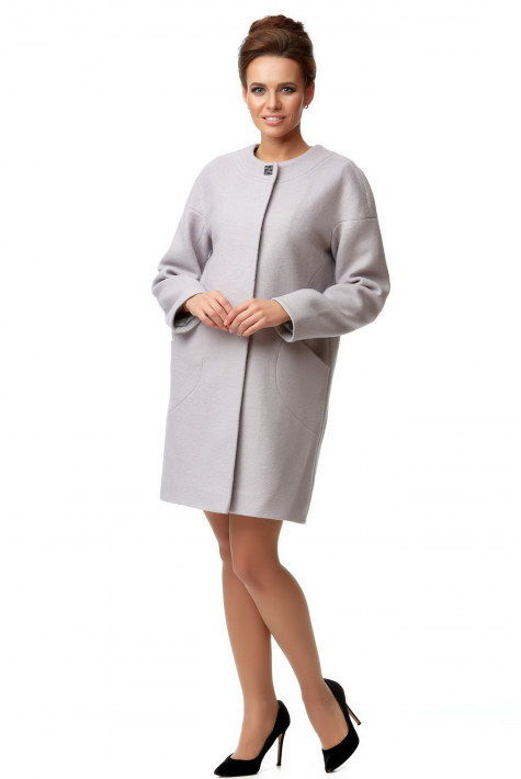 Женское пальто из текстиля без воротника 8016360