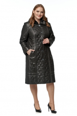 Черное женское пальто из текстиля с капюшоном, отделка искусственный мех