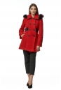 Женское пальто из текстиля с капюшоном, отделка песец 8017134-2