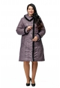 Женское пальто из текстиля с капюшоном, отделка норка 8017314