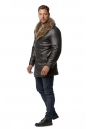 Мужская кожаная куртка из натуральной кожи на меху с воротником, отделка енот 8017650-2