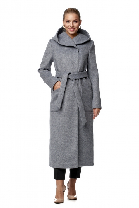 Женское пальто из текстиля с капюшоном 8019555