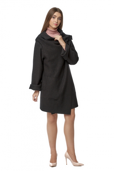 Женское пальто из текстиля с воротником 8019662
