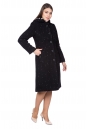 Женское пальто из текстиля с капюшоном, отделка норка 8021775