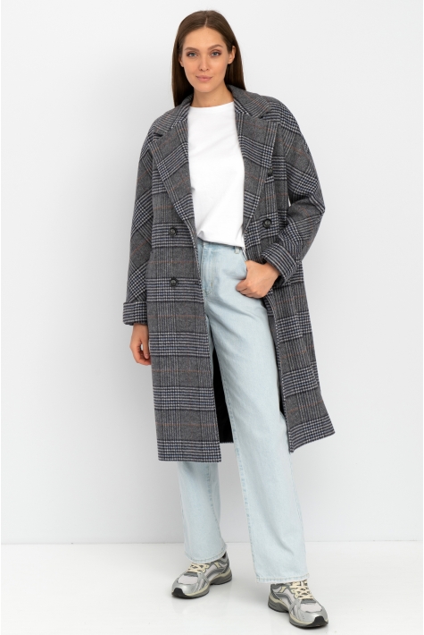 Женское пальто из текстиля с воротником 8022136