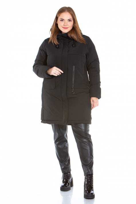 Женское пальто из текстиля с капюшоном 8022571