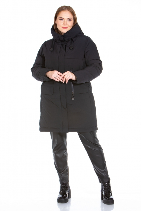 Женское пальто из текстиля с капюшоном 8022572