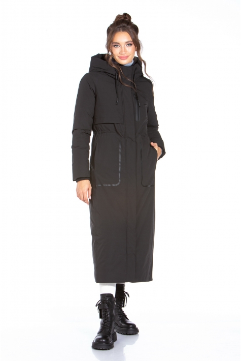 Женское пальто из текстиля с капюшоном 8022576