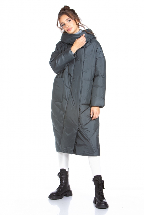 Женское пальто из текстиля с капюшоном 8022580