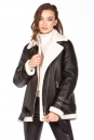 Женская кожаная куртка из эко-кожи с воротником, отделка искусственный мех 8023139