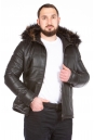Мужская кожаная куртка из натуральной кожи с капюшоном, отделка енот 8023157-3