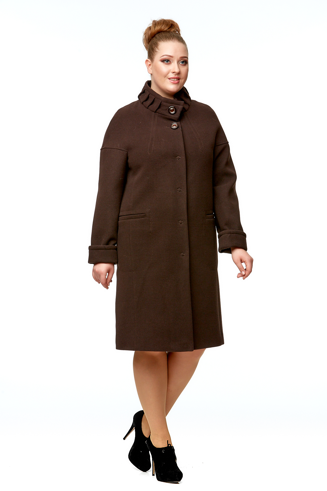 Женское пальто из текстиля с воротником 8000961-2