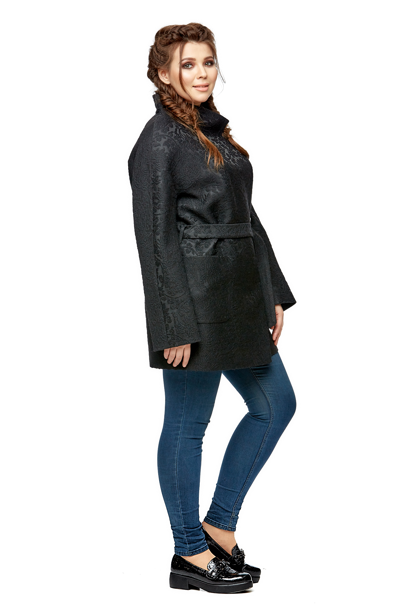 Женское пальто из текстиля с воротником 8000981-2