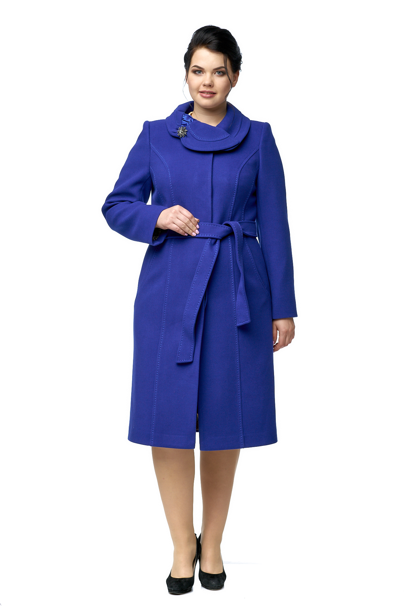 Женское пальто из текстиля с воротником 8001019-2