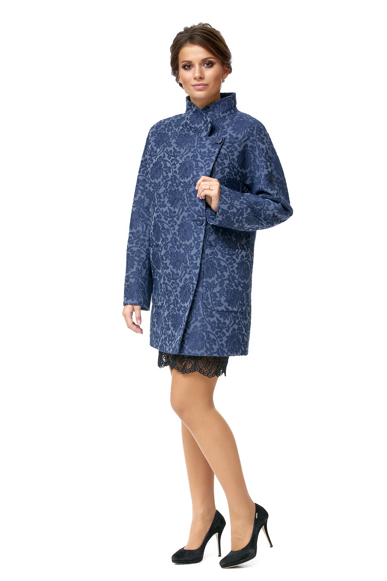 Женское пальто из текстиля с воротником 8001058-2