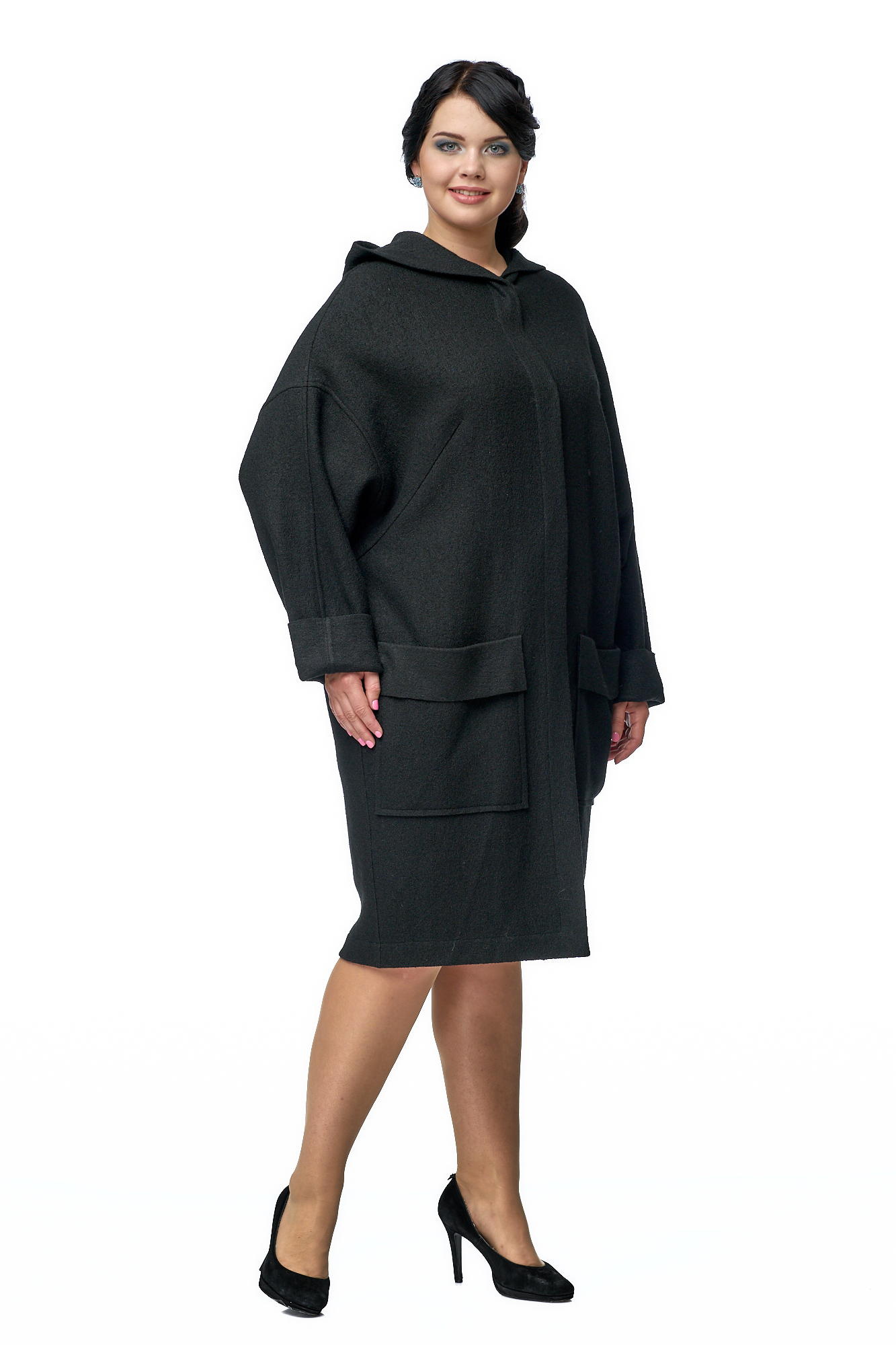 Женское пальто из текстиля с капюшоном 8001060-2