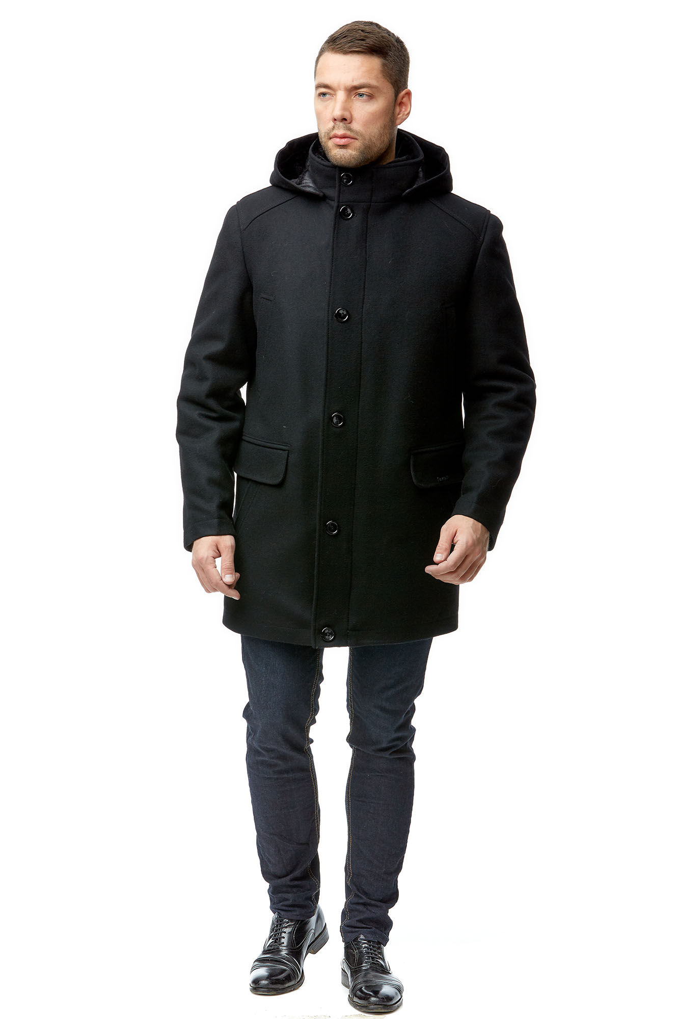 Мужское пальто из текстиля с капюшоном 8001794-2