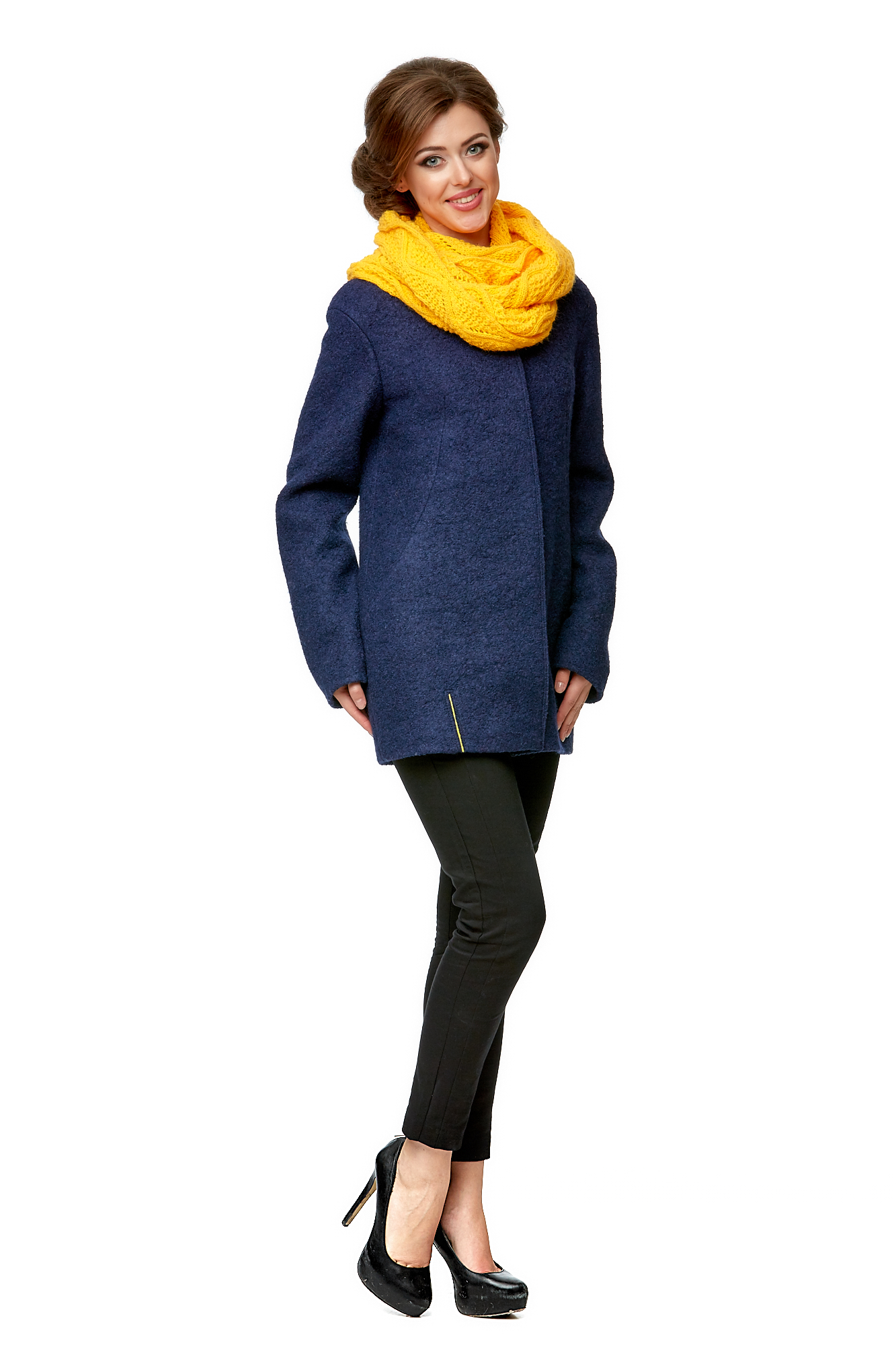 Женское пальто из текстиля с воротником 8002063-2