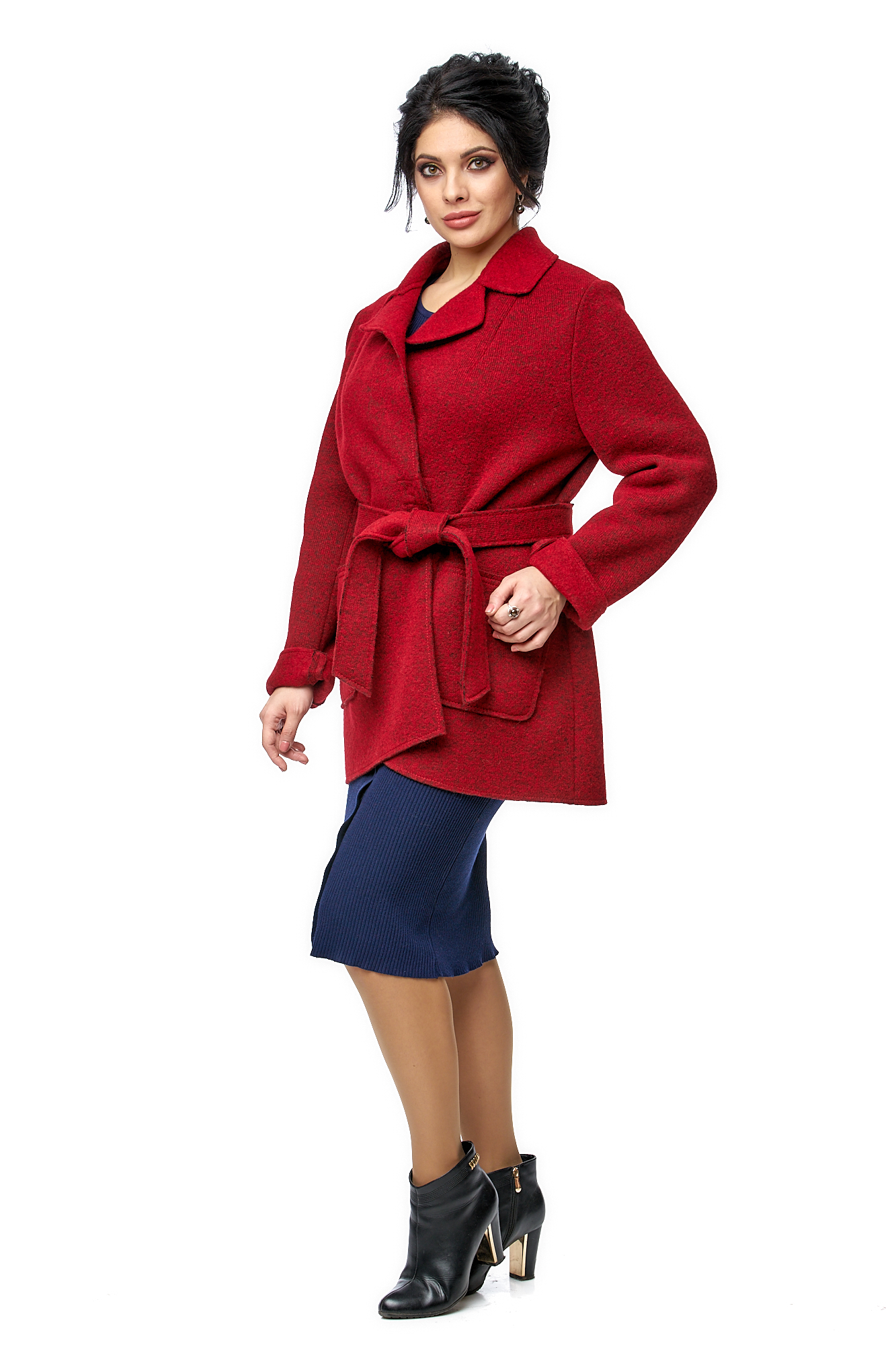 Женское пальто из текстиля с воротником 8002211-2