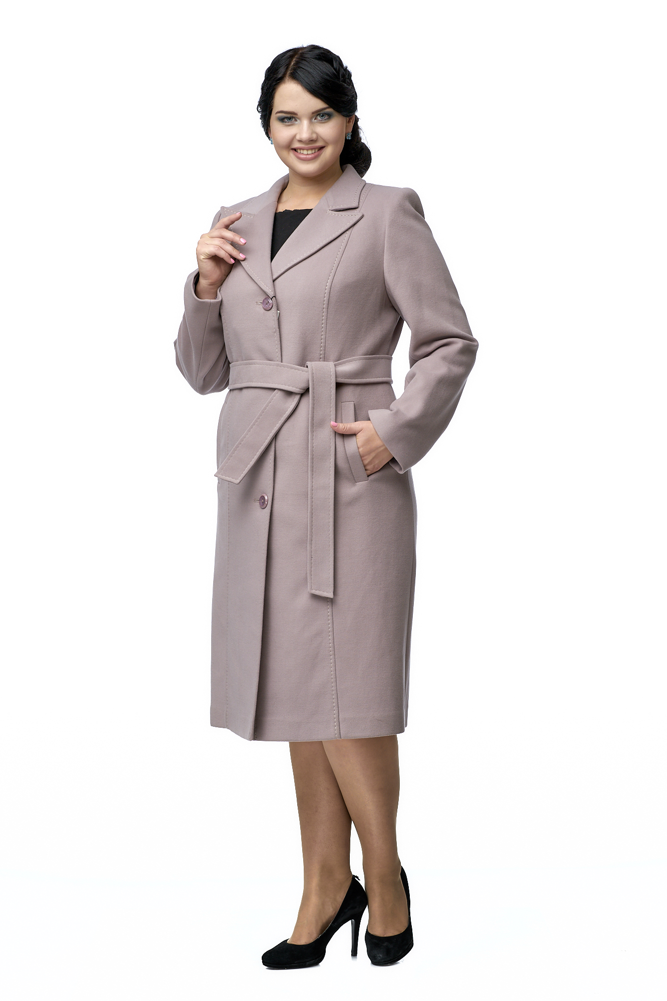 Женское пальто из текстиля с воротником 8002359-2
