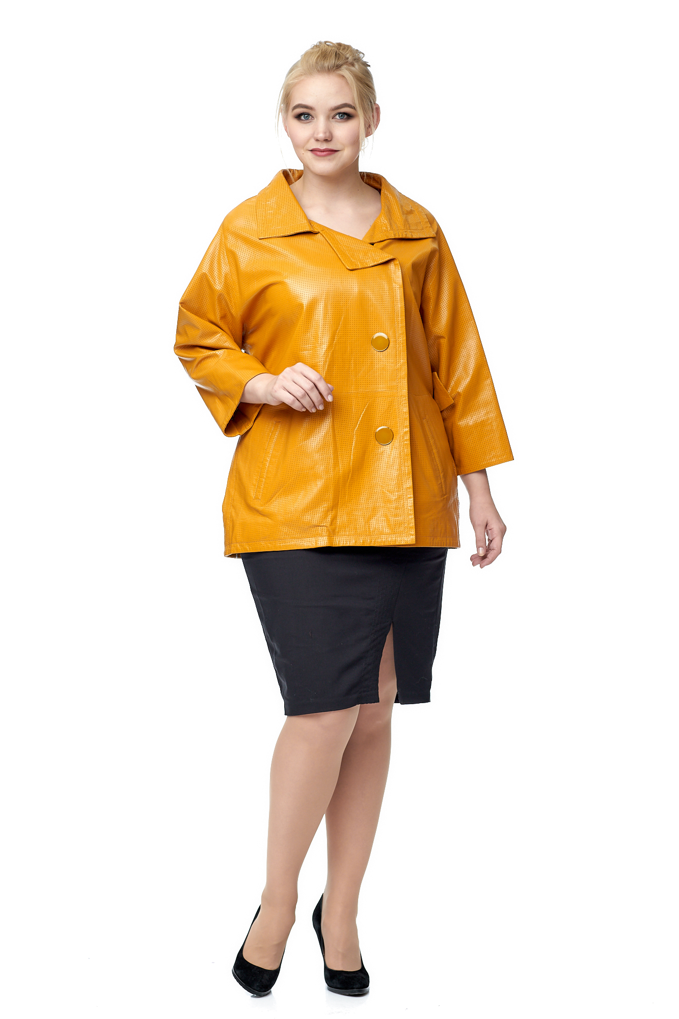 Женская кожаная куртка из натуральной кожи с воротником 8002427-2