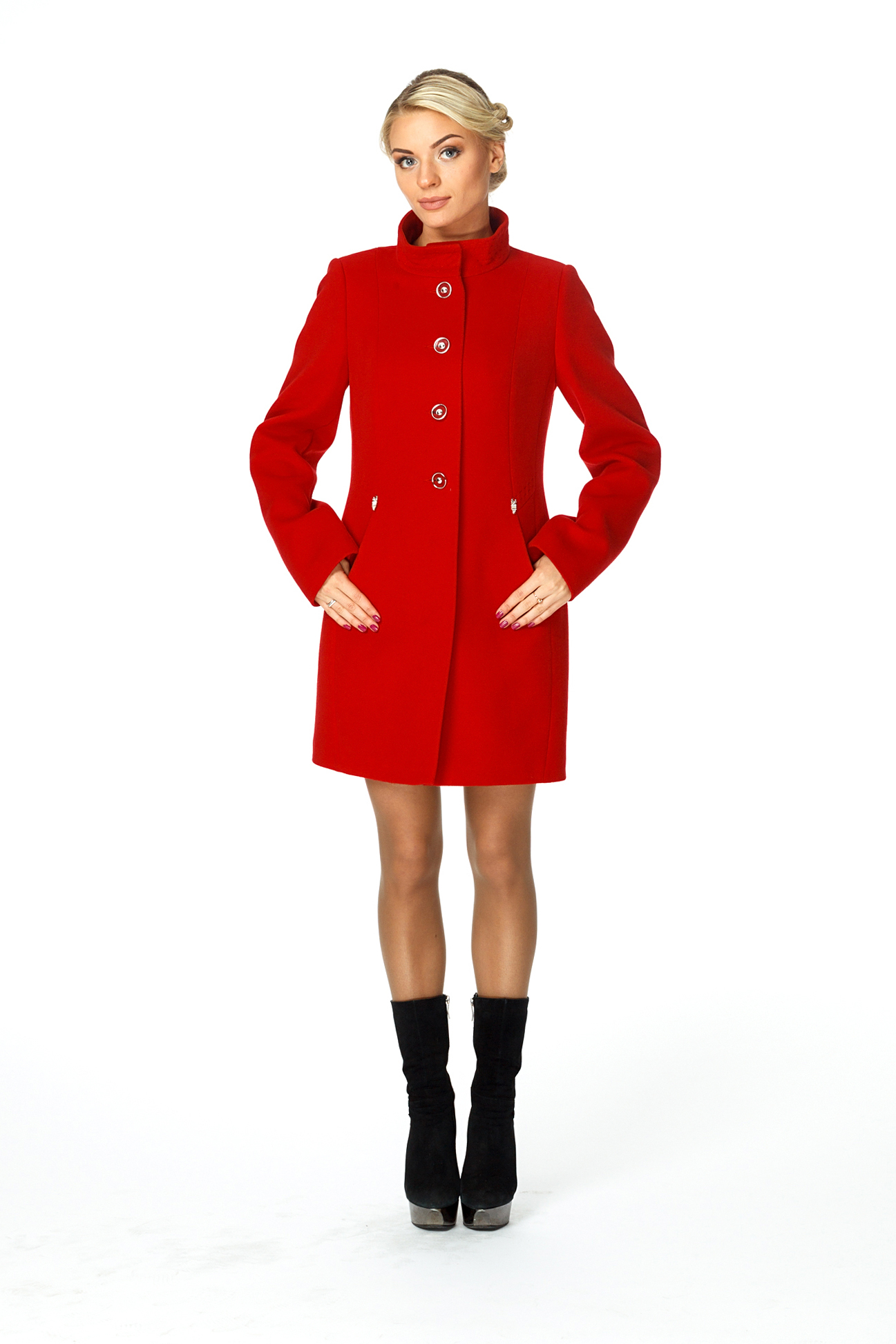 Женское пальто из текстиля с воротником 8002501-2
