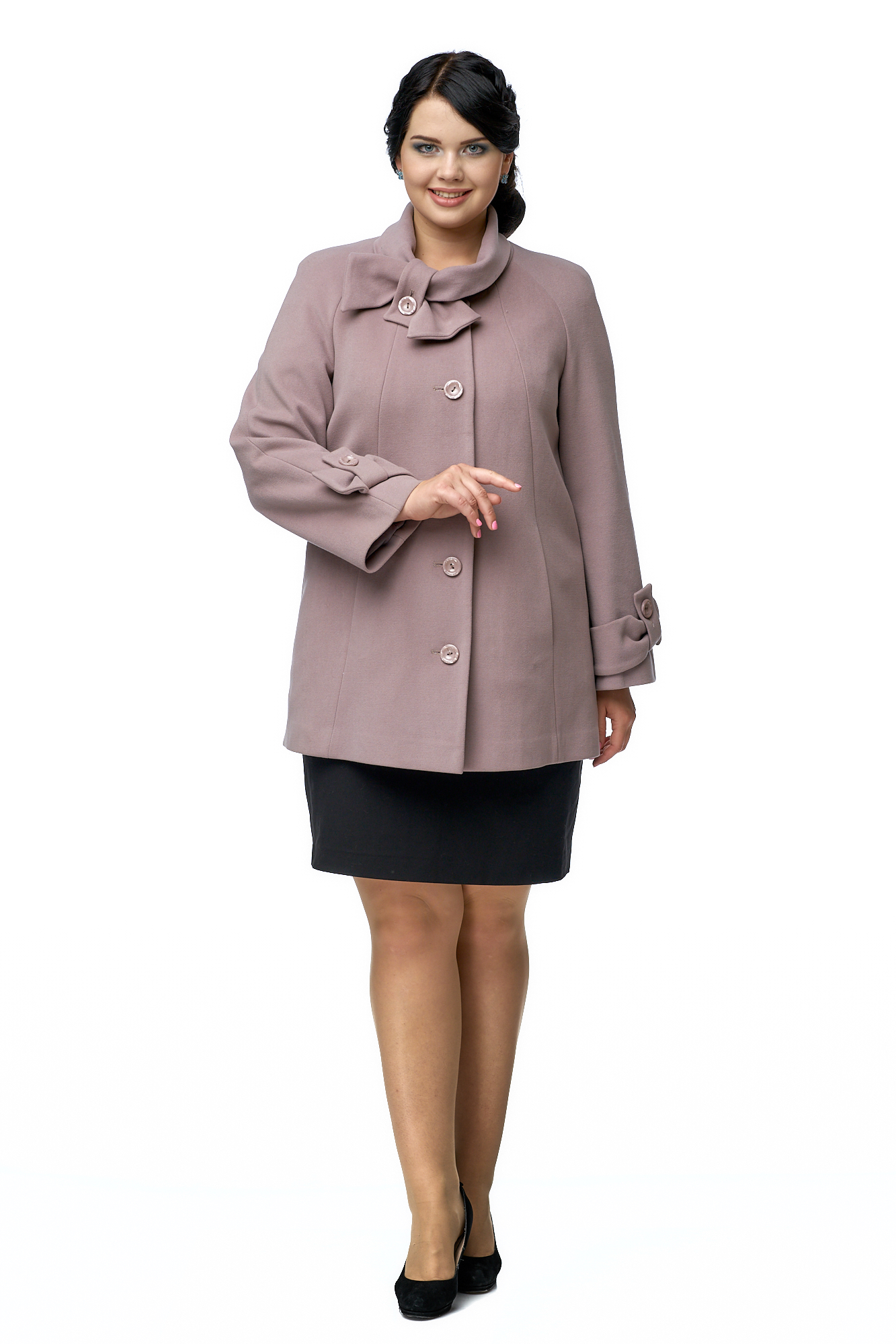 Женское пальто из текстиля с воротником 8002631-3