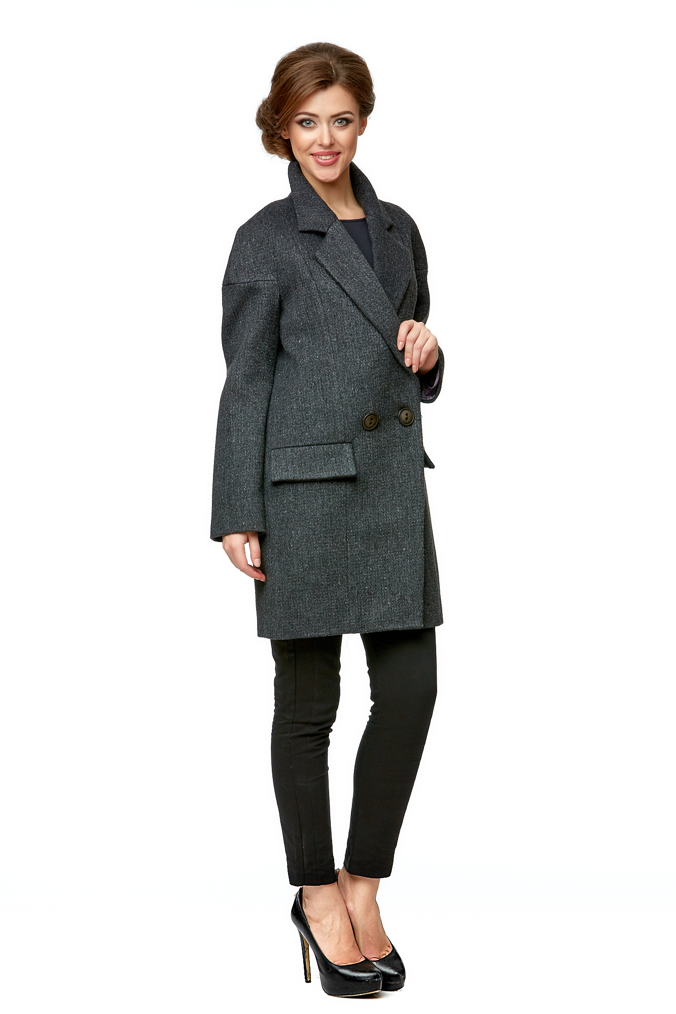 Женское пальто из текстиля с воротником 8002676-3